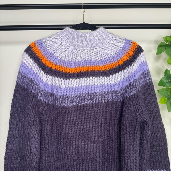 Maje Meilleur Mohair Blend Striped Intarsia-Knit Sweater size 1 (S, Small) - Picture 6 of 13